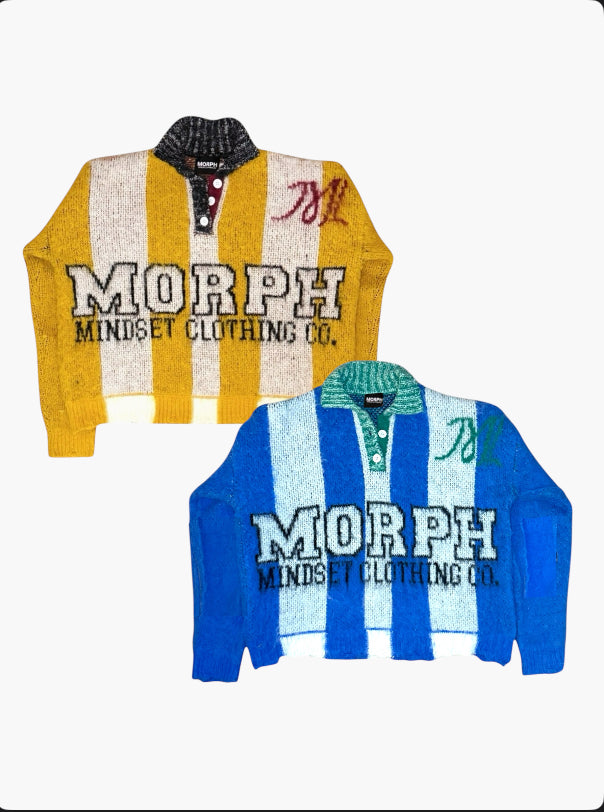 Mohair Rugby Sweater Set — Blue & Yellow